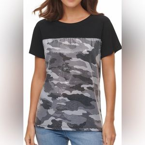 NWT DKNY Sequin Camo Top